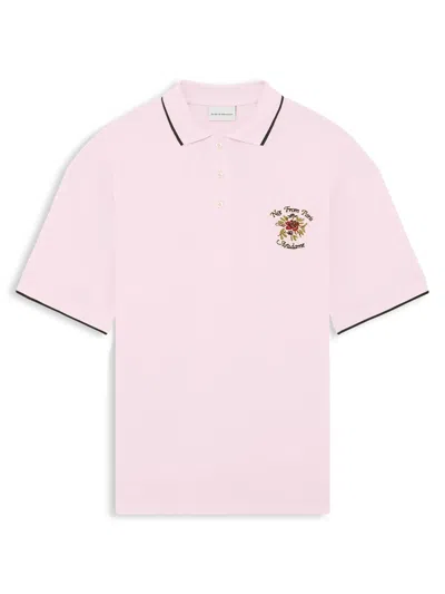 Drôle De Monsieur Drole De Monsieur Short-sleeved Polo Shirt In Size M With Contrasting Hems In Pink