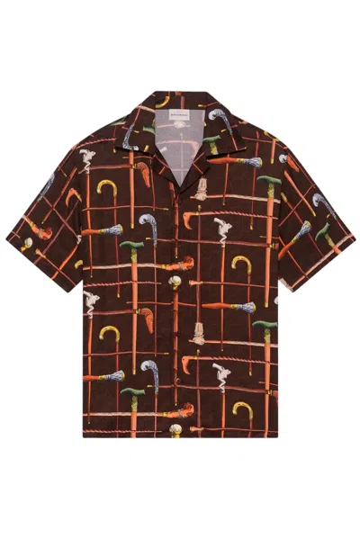 Drôle De Monsieur Short-sleeved Viscose Shirt With Artistic Cannes Print In Transparent