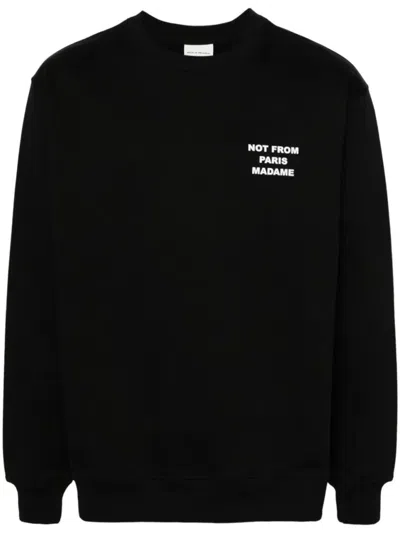 DRÔLE DE MONSIEUR DRÔLE DE MONSIEUR SLOGAN BLACK COTTON SWEATSHIRT WITH DESIGN