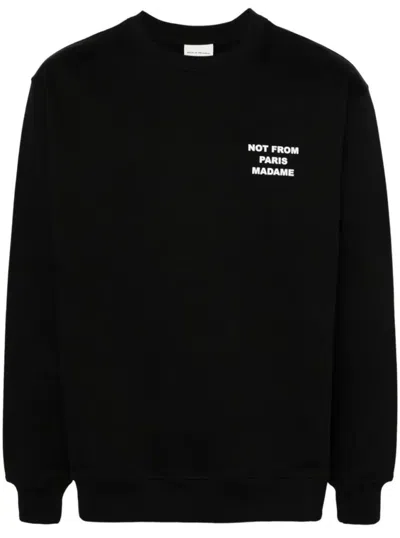 DRÔLE DE MONSIEUR SLOGAN BLACK COTTON SWEATSHIRT WITH DESIGN