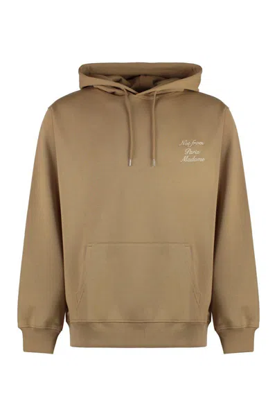 Drôle De Monsieur Slogan Calligraphie Hooded Sweatshirt In Brown