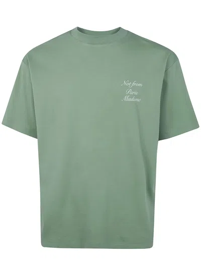 Drôle De Monsieur "slogan Calligraphy" T-shirt In Green