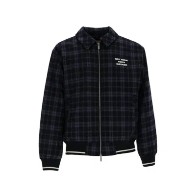 Drôle De Monsieur Slogan Check-pattern Slogan-print Bomber Jacket In Multi
