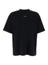 Drôle De Monsieur Le T-shirt Slogan Classique Blue Crewneck T-shirt With Slogan Print Detail On The Front In Cotton Ma In Black