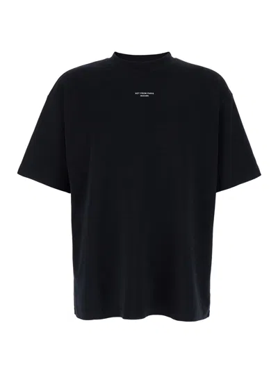 Drôle De Monsieur Slogan Classique Black Classic T-shirt With Logo Print In Cotton Blend Man