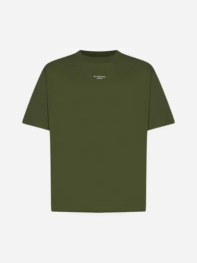 Drôle De Monsieur Slogan Cotton T-shirt In Green