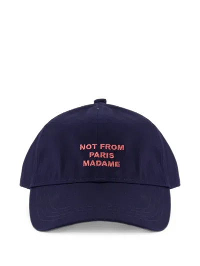 Drôle De Monsieur Slogan Embroidered Baseball Cap In Blue
