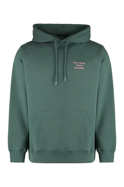 Drôle De Monsieur Slogan Hooded Sweatshirt In Green