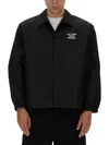 Drôle De Monsieur Black Jacket With Logo In Techno Fabric Man