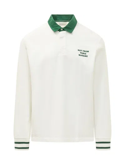 Drôle De Monsieur Drole De Monsieur Slogan Long-sleeve Polo In White