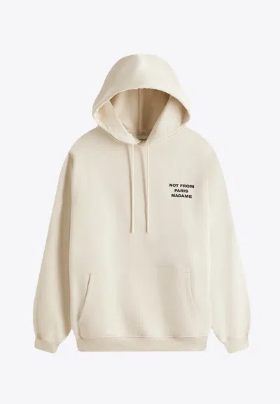 Drôle De Monsieur Slogan Print Hooded Sweatshirt In Neutral
