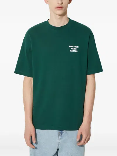 Drôle De Monsieur Le T-shirt Slogan In Green