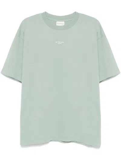 Drôle De Monsieur Slogan-print T-shirt In Water Green