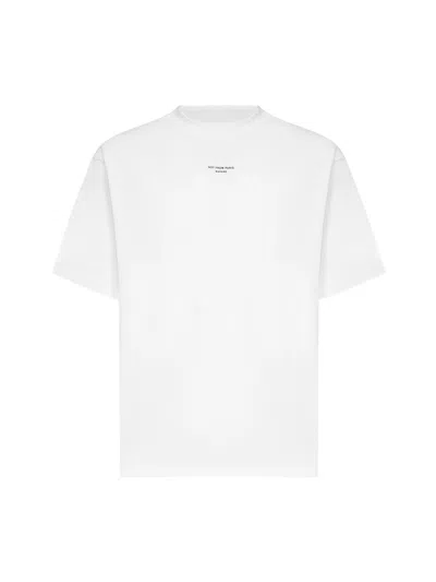 Drôle De Monsieur Slogan Printed Crewneck T-shirt In Bianco