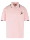 Drôle De Monsieur Drole De Monsieur Short-sleeved Polo Shirt In Size M With Contrasting Hems In Pink