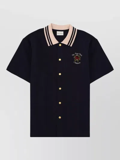 Drôle De Monsieur Slogan Rose Shirt Relaxed Cut Stripes In Black