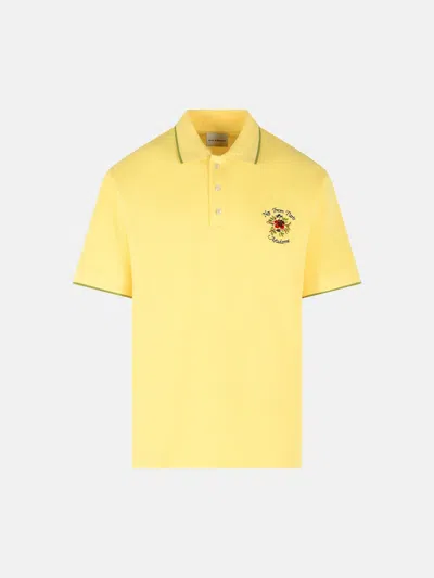 Drôle De Monsieur 'slogan Rose' Yellow Cotton Polo Shirt