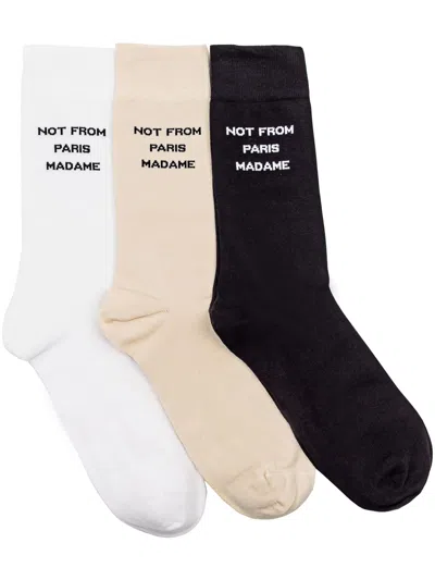 Drôle De Monsieur Drole De Monsieur Slogan Socks Pack In Multi