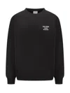 Drôle De Monsieur Black Sweatshirt With Bold Slogan And Elastic Hems In Black