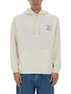 Drôle De Monsieur Beige Hoodie With Front And Rear Logo In White