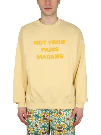 Drôle De Monsieur Slogan Sweatshirt In Yellow