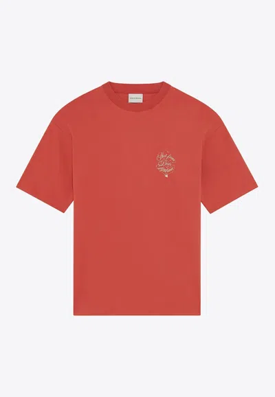 Drôle De Monsieur Slogan Vignes Print T-shirt In Red