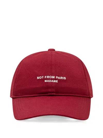 Drôle De Monsieur Slogan-embroidered Cap In Red
