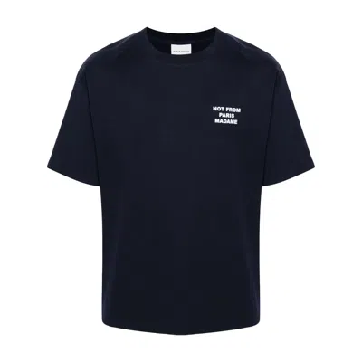 Drôle De Monsieur Slogan-print Cotton T-shirt In Blue