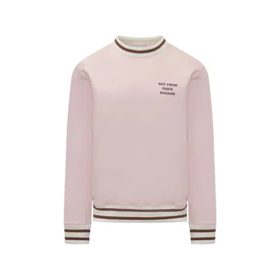 Drôle De Monsieur Pink Slogan Crew Neck Sweatshirt