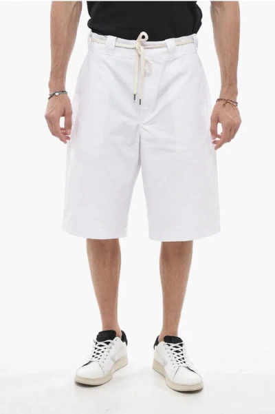 Drôle De Monsieur Solid Color Shorts With Belt Loops In White