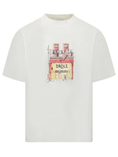 Drôle De Monsieur Drole De Monsieur Stampaint T-shirt With Drole Café Design In Off White