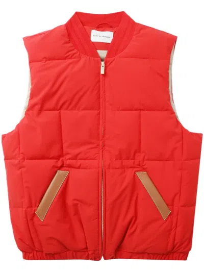 Drôle De Monsieur Stand-collar Padded Gilet In Red