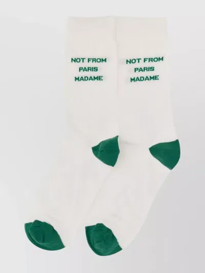 Drôle De Monsieur Statement Socks With Text Print Design In White