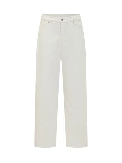 Drôle De Monsieur Drole De Monsieur Straight Cut Five-pocket Jeans In Off White