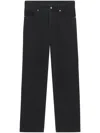Drôle De Monsieur Straight-leg Black Denim Jeans With Design In Black