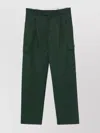 Drôle De Monsieur Straight Leg Cargo Wool Pants With Pleats In Green