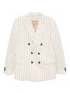 Drôle De Monsieur Striped Blazer In Neutrals