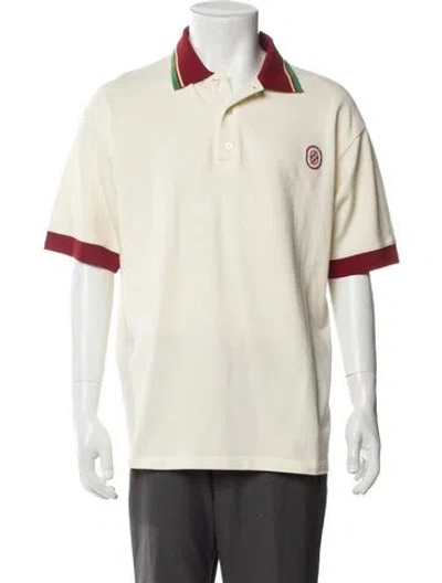 Pre-owned Drôle De Monsieur Striped Collar Polo Shirt In Neutral