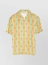 Drôle De Monsieur 'la Chemise Bijoux' Multicolor Bowling Shirt With Cuban Collar And All-over Striped Motif