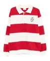 Drôle De Monsieur Striped Long Sleeve Polo Shirt With Embroidery In Red