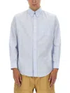 Drôle De Monsieur Striped Shirt Button-down Collar In Azure