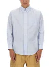 Drôle De Monsieur Striped Shirt Button-down Collar In Azure