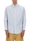 Drôle De Monsieur Striped Shirt Button-down Collar In Azure