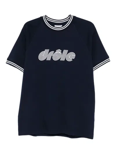 DRÔLE DE MONSIEUR STRIPED-TRIM RAGLAN-SLEEVE T-SHIRT