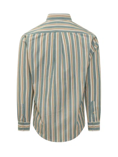 Drôle De Monsieur Drole De Monsieur Stripped Pocket Shirt In Water Green