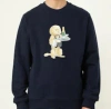 Drôle De Monsieur Graphic Print Crewneck Long Sleeve Sweater In Blue