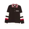 Drôle De Monsieur Brown Polo Collar Sweatshirt With Front Lettering Logo In Cotton Man In Brown