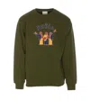 Drôle De Monsieur Crewneck Embroidered Logo Sweater In Green