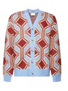 Drôle De Monsieur Cardigan With Logo In Light Blue, Red