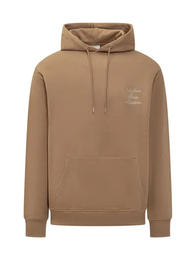 Drôle De Monsieur Slogan Calligraphie Hooded Sweatshirt In Brown